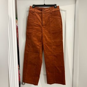 Vici wide legged velvet cropped pants. Burnt orange